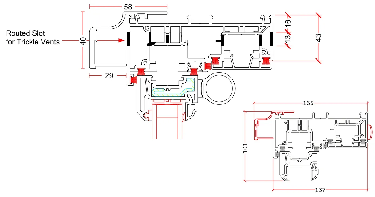 Eclipse overhead trickle vent section drawing